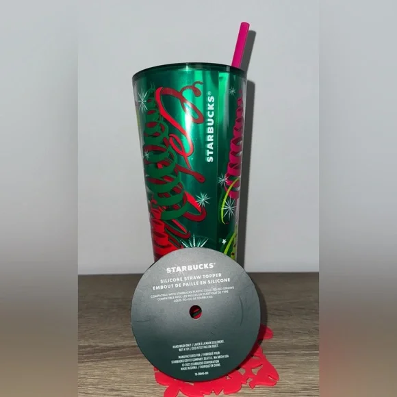 🌲 NEW Starbucks Limited Edition Holiday Tumbler w/Silicone Straw Topper SOLD OUT - Picture 6 of 15